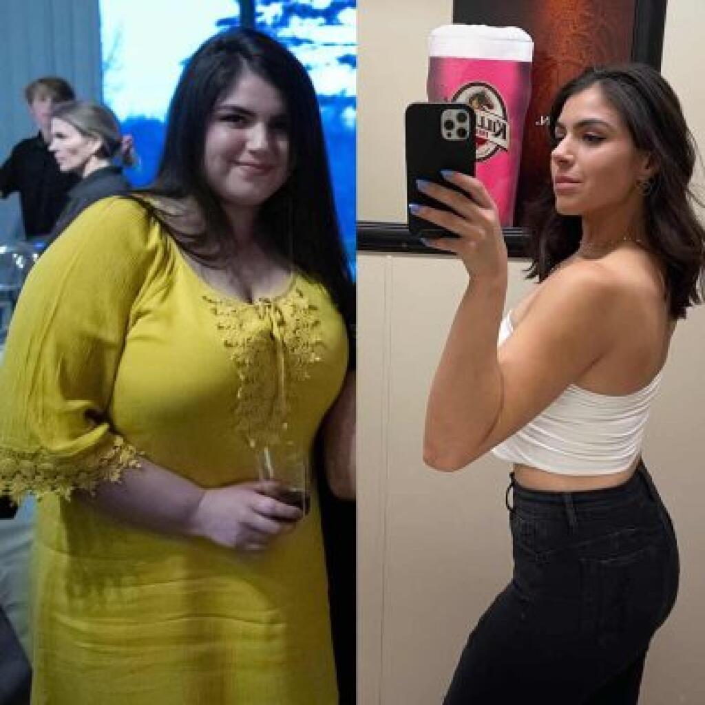 Lose weight safely, before and after picture showing success